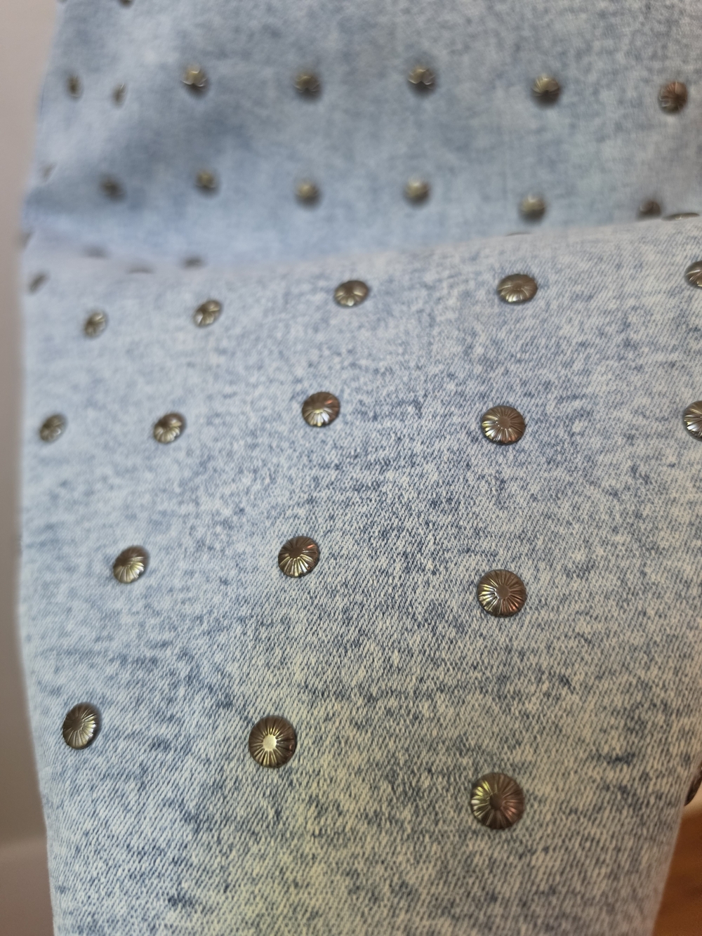 Studded Light Blue Denim Mini Skirt - Women - Picture 12 of 14